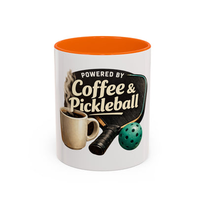 Powered by Coffee & Pickleball Mug | Funny Pickleball Coffee Cup
