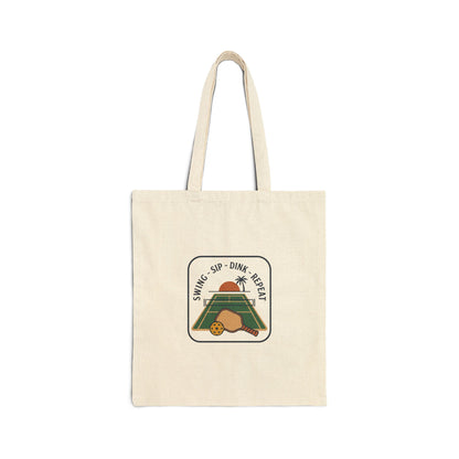 Swing Sip Dink Repeat Pickleball Tote Bag | Retro Court Canvas Bag
