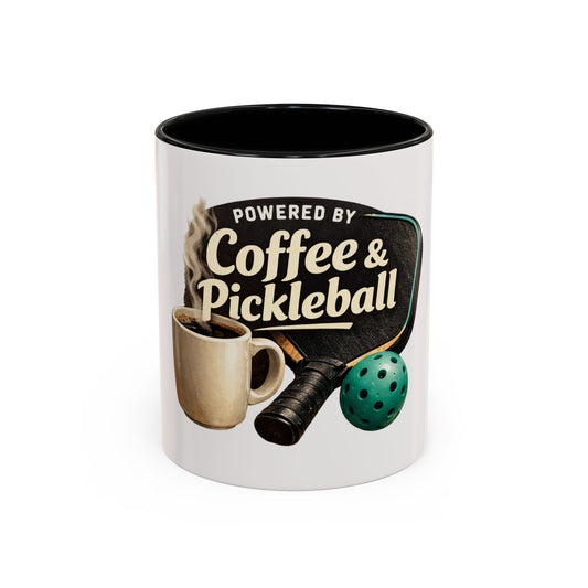 Powered by Coffee & Pickleball Mug | Funny Pickleball Coffee Cup