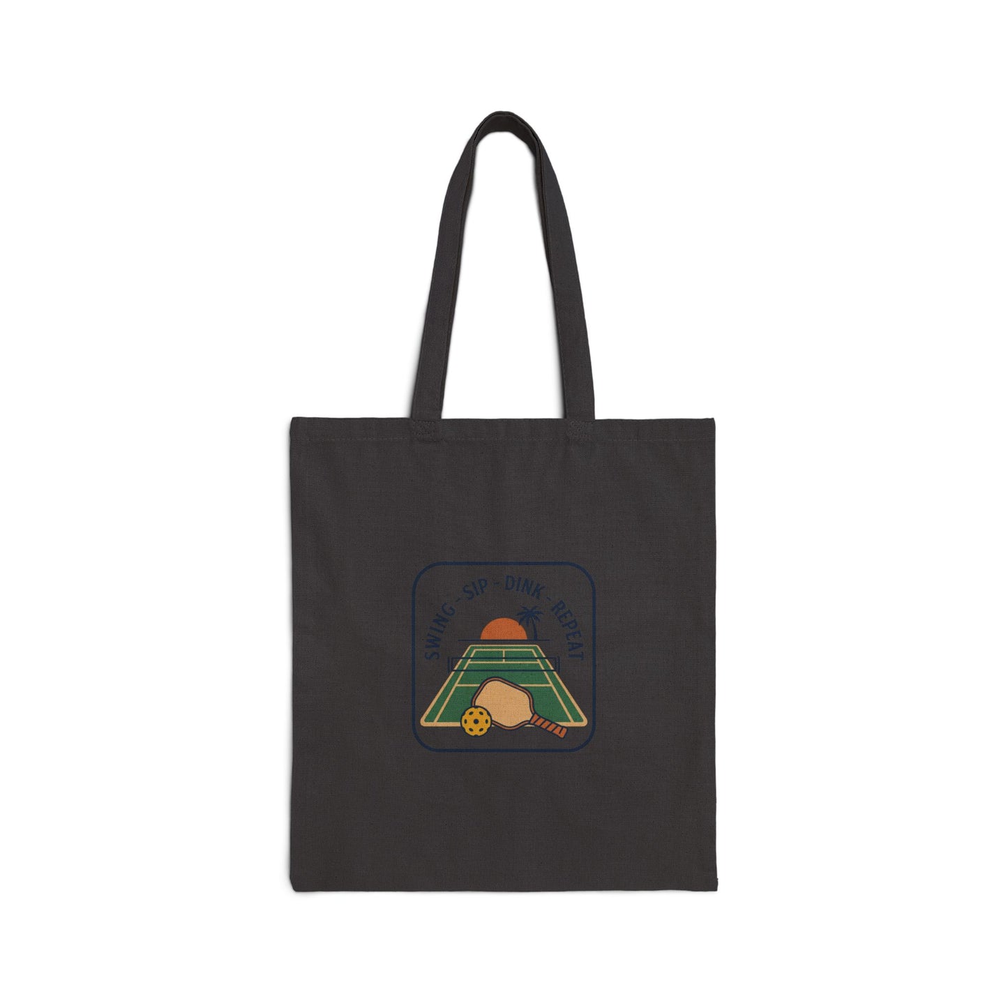 Swing Sip Dink Repeat Pickleball Tote Bag | Retro Court Canvas Bag