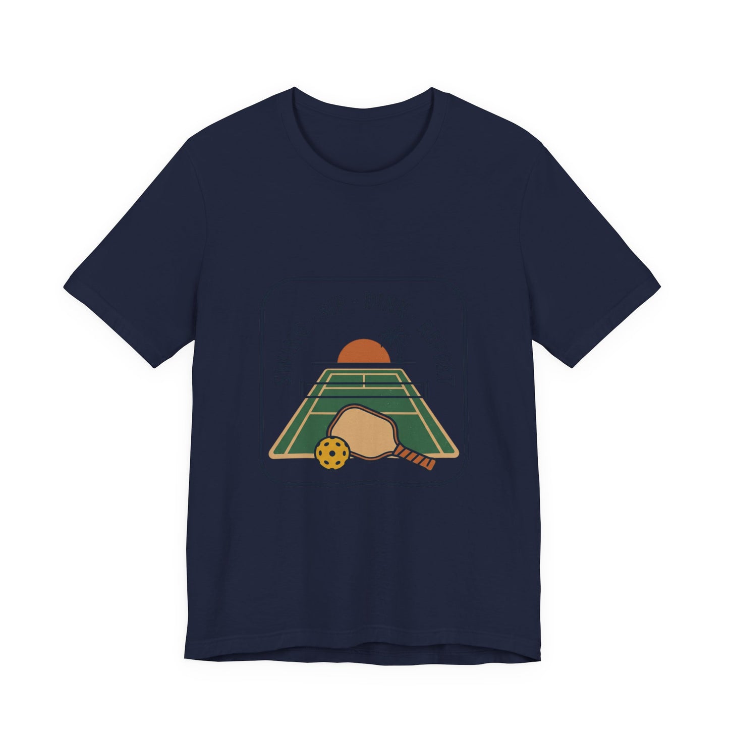 Swing Sip Dink Repeat Pickleball T-Shirt | Retro Court Sunset Tee