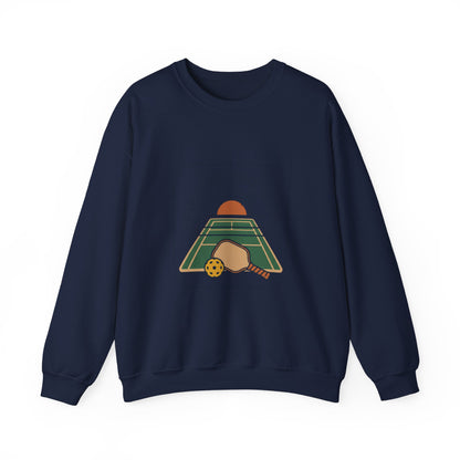 Swing Sip Dink Repeat Pickleball Crewneck Sweatshirt | Retro Court Sunset Design