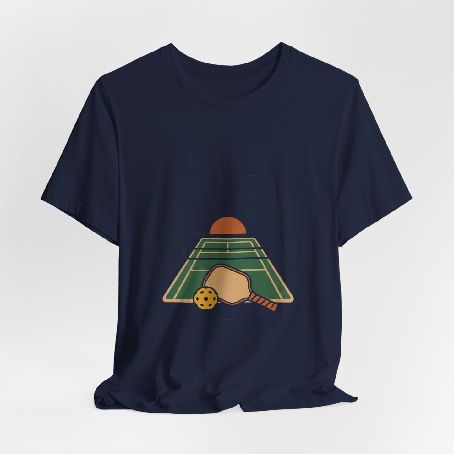 Swing Sip Dink Repeat Pickleball T-Shirt | Retro Court Sunset Tee