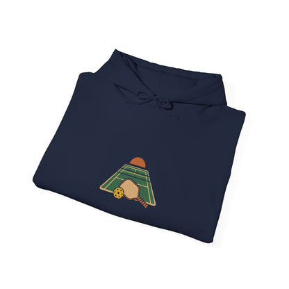 Swing Sip Dink Repeat Pickleball Hoodie | Retro Court Sunset Design