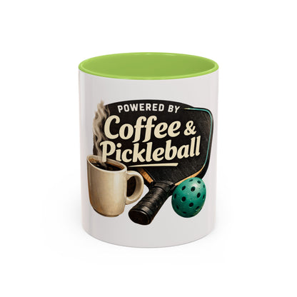 Powered by Coffee & Pickleball Mug | Funny Pickleball Coffee Cup