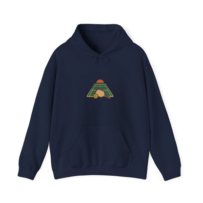 Swing Sip Dink Repeat Pickleball Hoodie | Retro Court Sunset Design