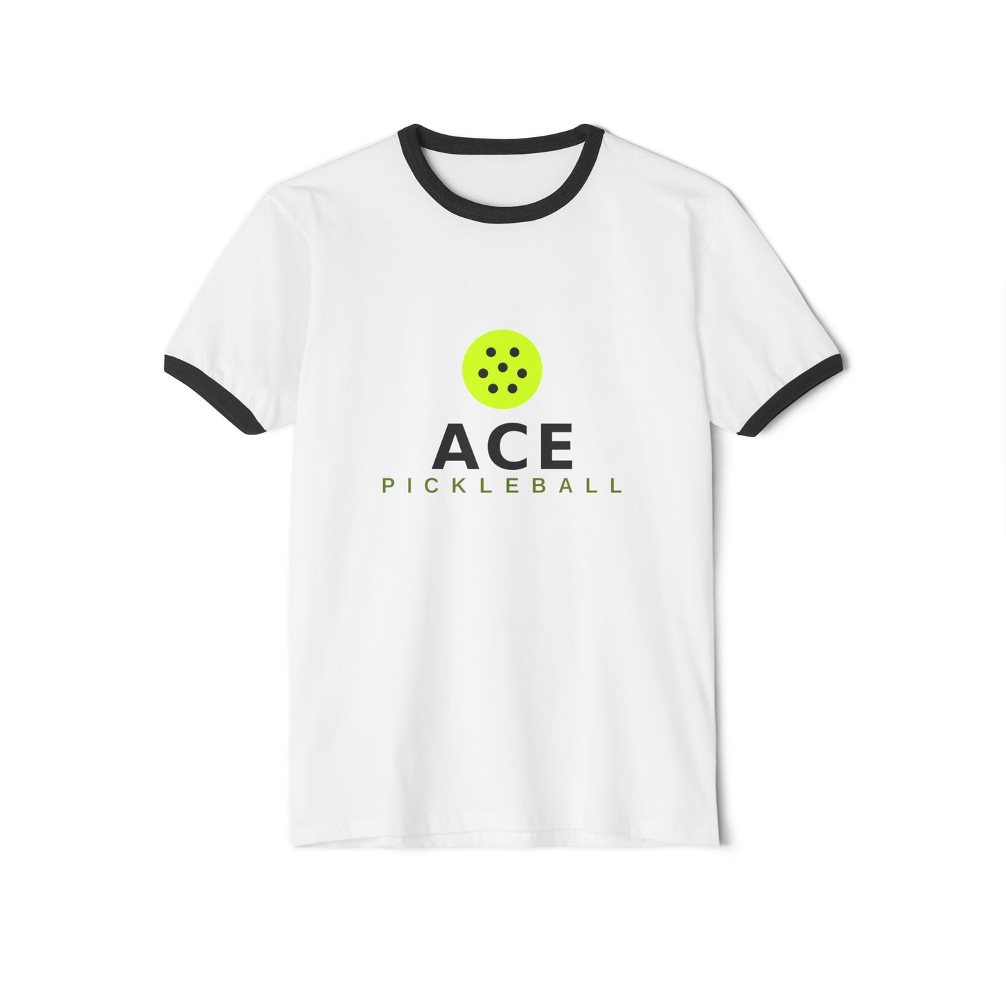 Ace Pickleball Logo Ringer Tee | Retro Minimalist Pickleball Shirt