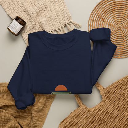 Swing Sip Dink Repeat Pickleball Crewneck Sweatshirt | Retro Court Sunset Design