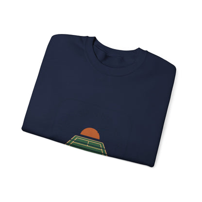 Swing Sip Dink Repeat Pickleball Crewneck Sweatshirt | Retro Court Sunset Design